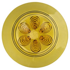 Art Deco Amber Glass Centerpiece Bowl with Relief Peacock Motif