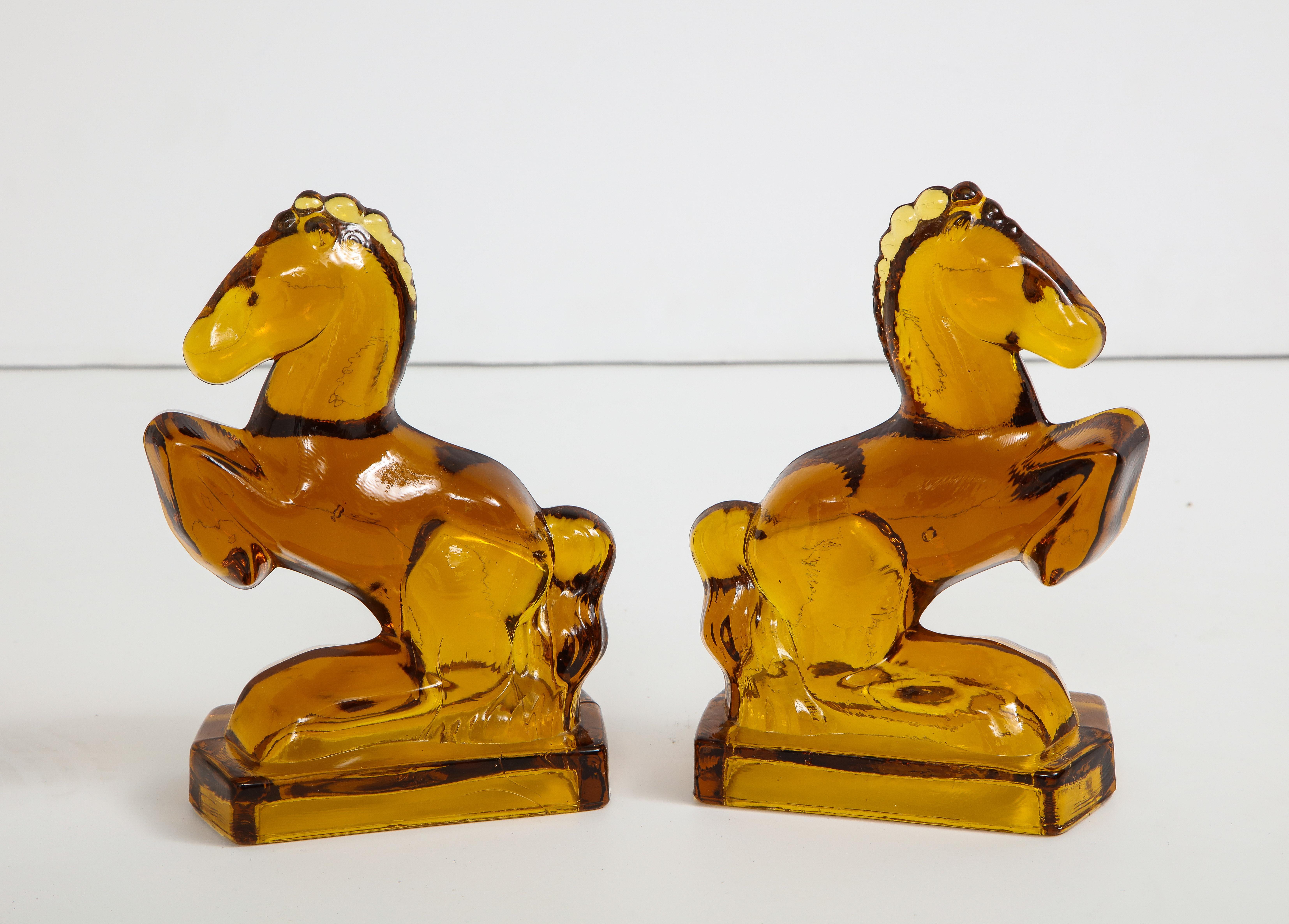 vintage glass horse bookends
