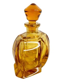 Art Deco Amber Glass Perfume Bottle, vintage Austria 1930s