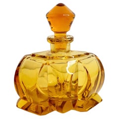 Art Deco Amber Glass Perfume Bottle, vintage Austria 1930s