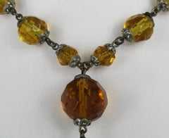 Art Deco Amber Glass Sautoir Necklace 1920s