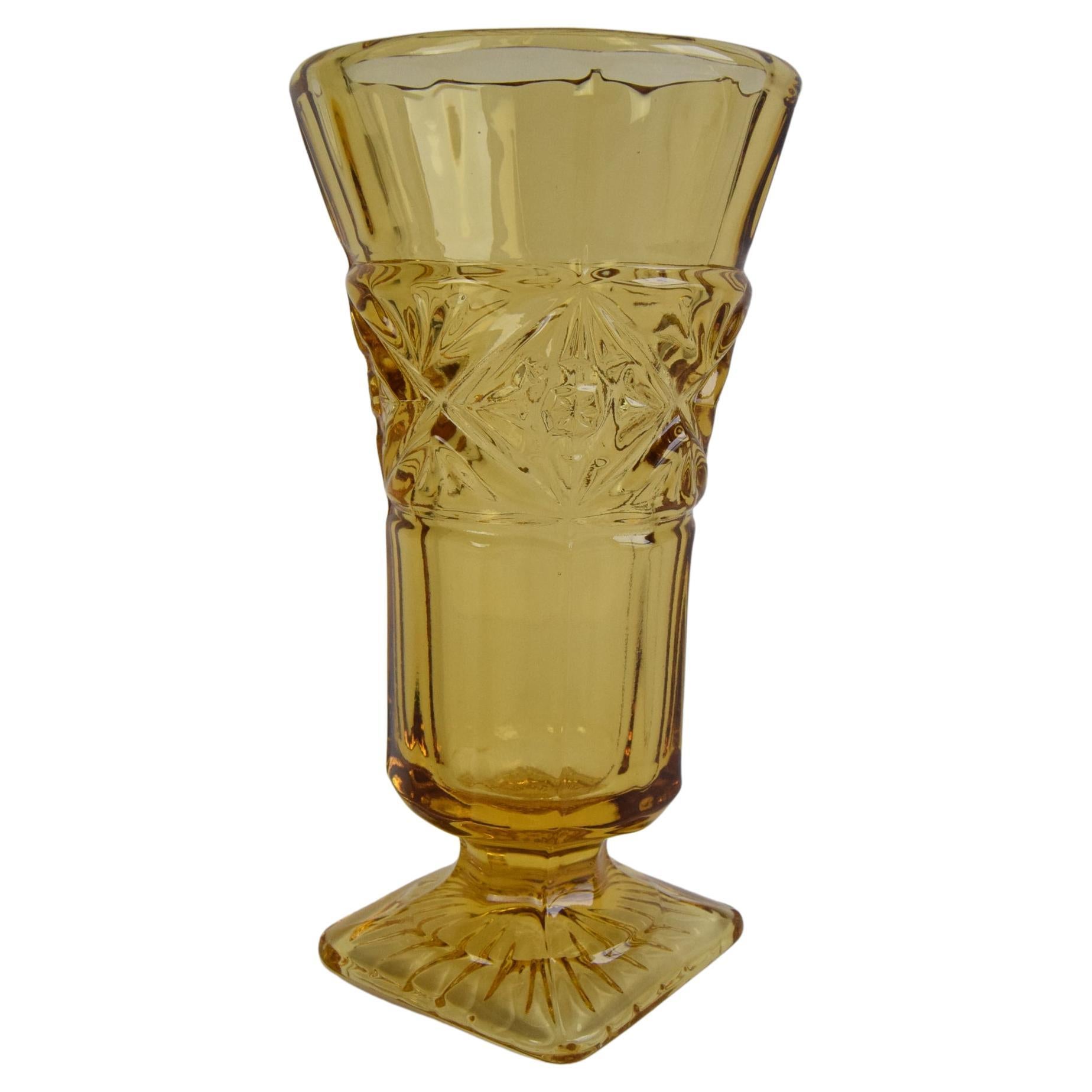 Art Deco Amber Glass Vase, 1940's.