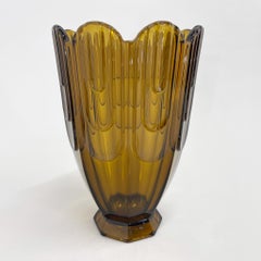 Art Deco Amber Glass Vase by Rudolf Schrotter, 1930s