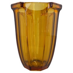 Art Deco Amber Glass Vase by Rudolf Schrotter, 1930s