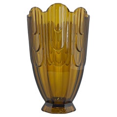 Art Deco Amber Glass Vase by Rudolf Schrotter, 1930s