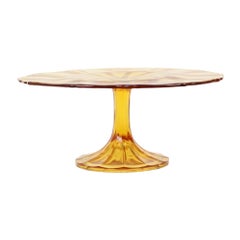 Plat à gâteaux Art Déco orange ambré Plat à pâtisserie Depression Glass