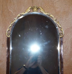 Art Deco Amber / Peach Glass Bevelled Wall Mirror Carved French Relief Detailing