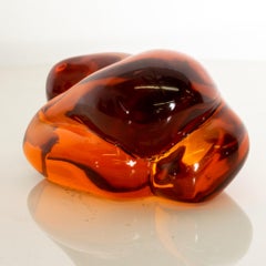 Art Deco Sensual Shaped Paperweight in Translucent Amber Organic Modern