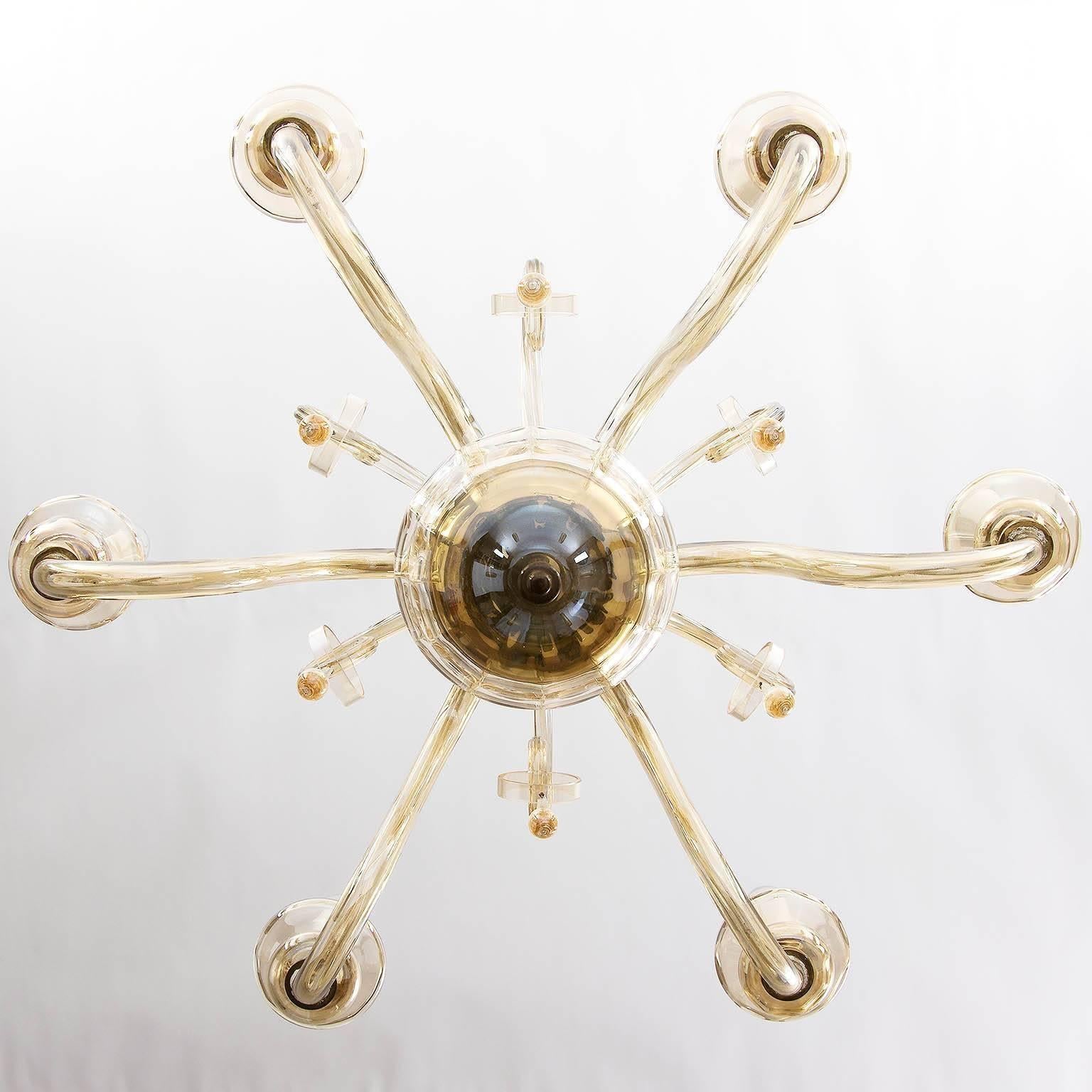 Art Deco Amber Tone Glass Chandelier In Good Condition For Sale In Hausmannstätten, AT