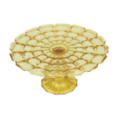 Art Deco Amber Yellow Cake Dish Pastry Dish Depression Glass