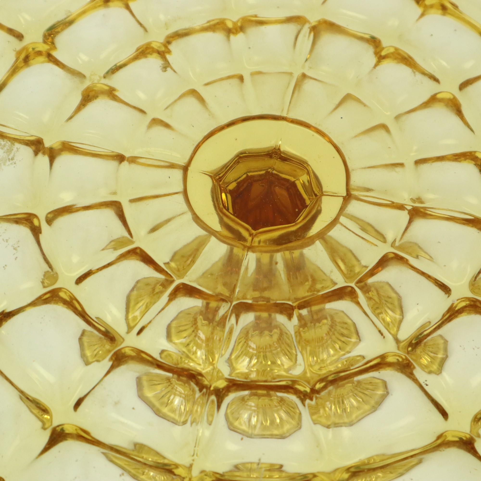 Art Decó Plato amarillo ámbar para tartas Plato para pasteles Vidrio de la Depresión 4