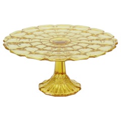 Art Deco Amber Yellow Cake Dish Pastry Dish Depression Glass