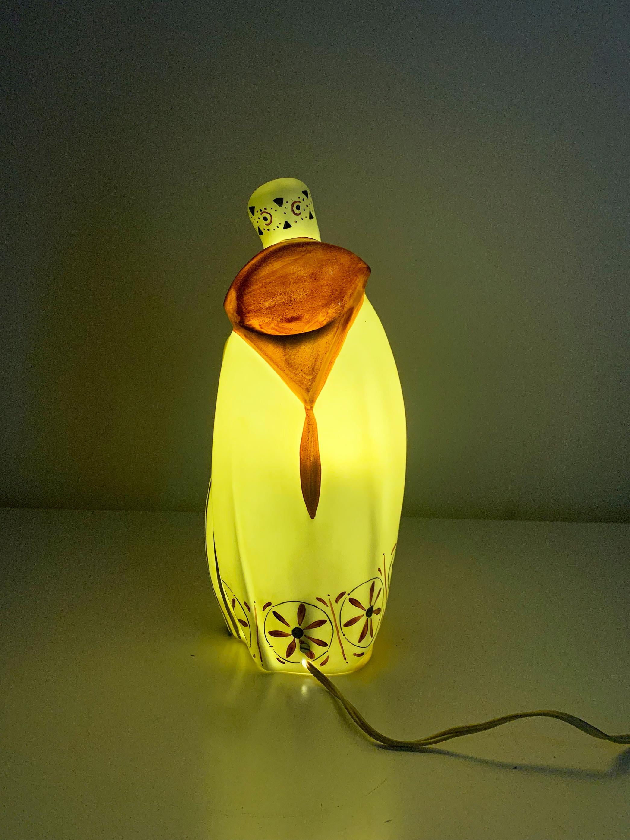 Art Deco Ambient/Perfume Porcelain Table Lamp Signed Amelin / 