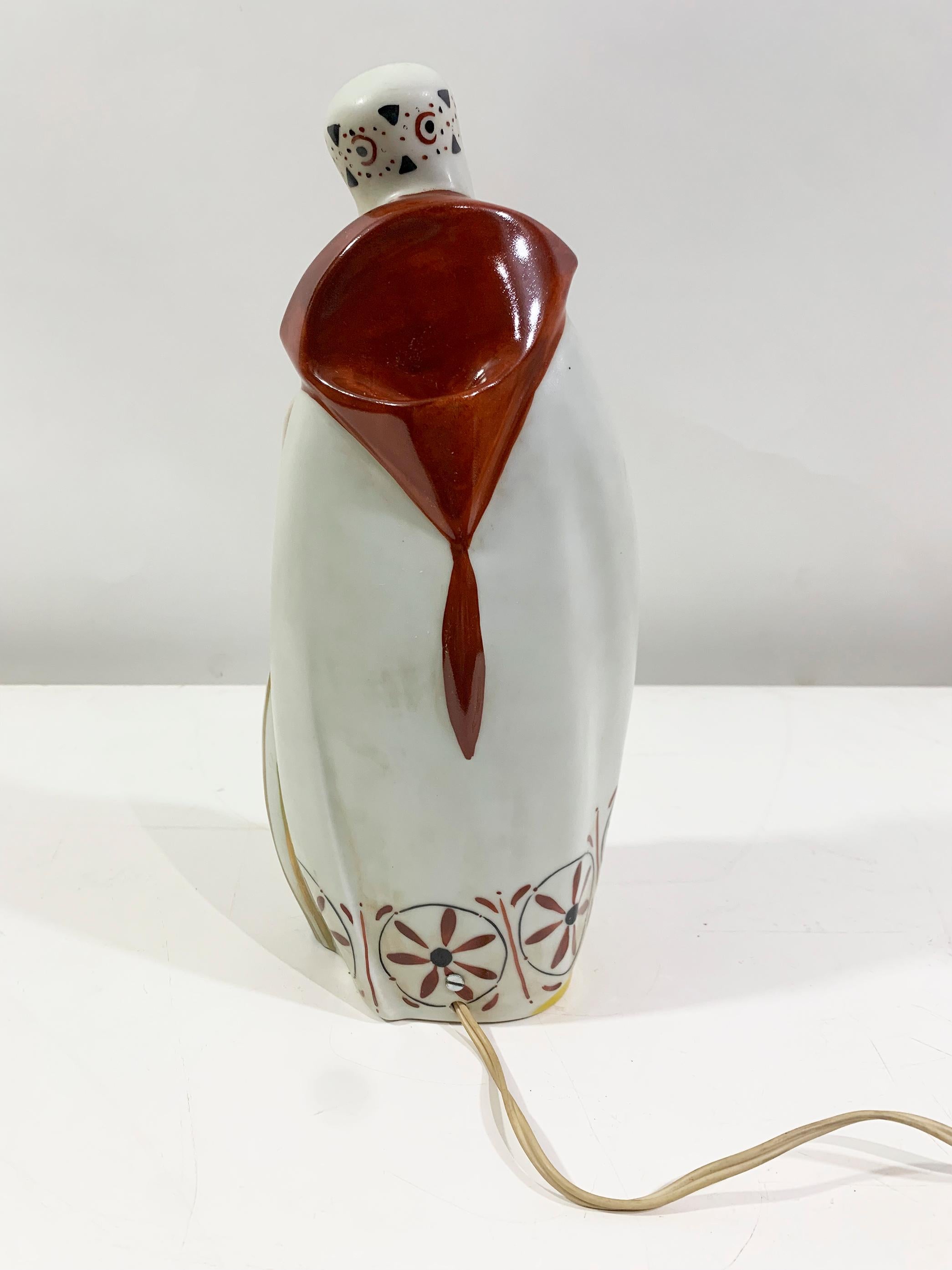Art Deco Ambient/Perfume Porcelain Table Lamp Signed Amelin / 