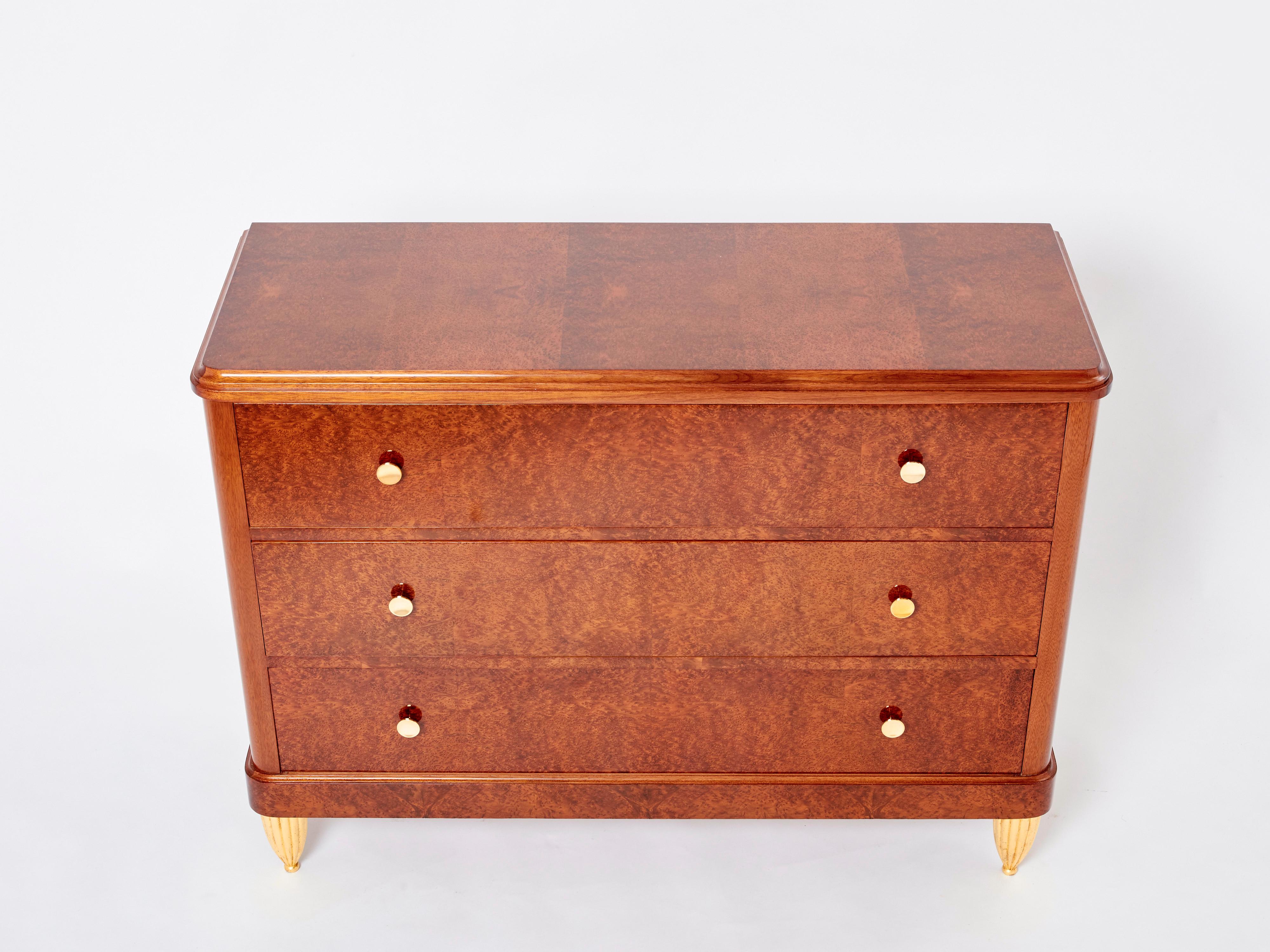 Art Deco Amboyna Burl Wood Commode Attr. Maurice Dufrène 1940s For Sale 3