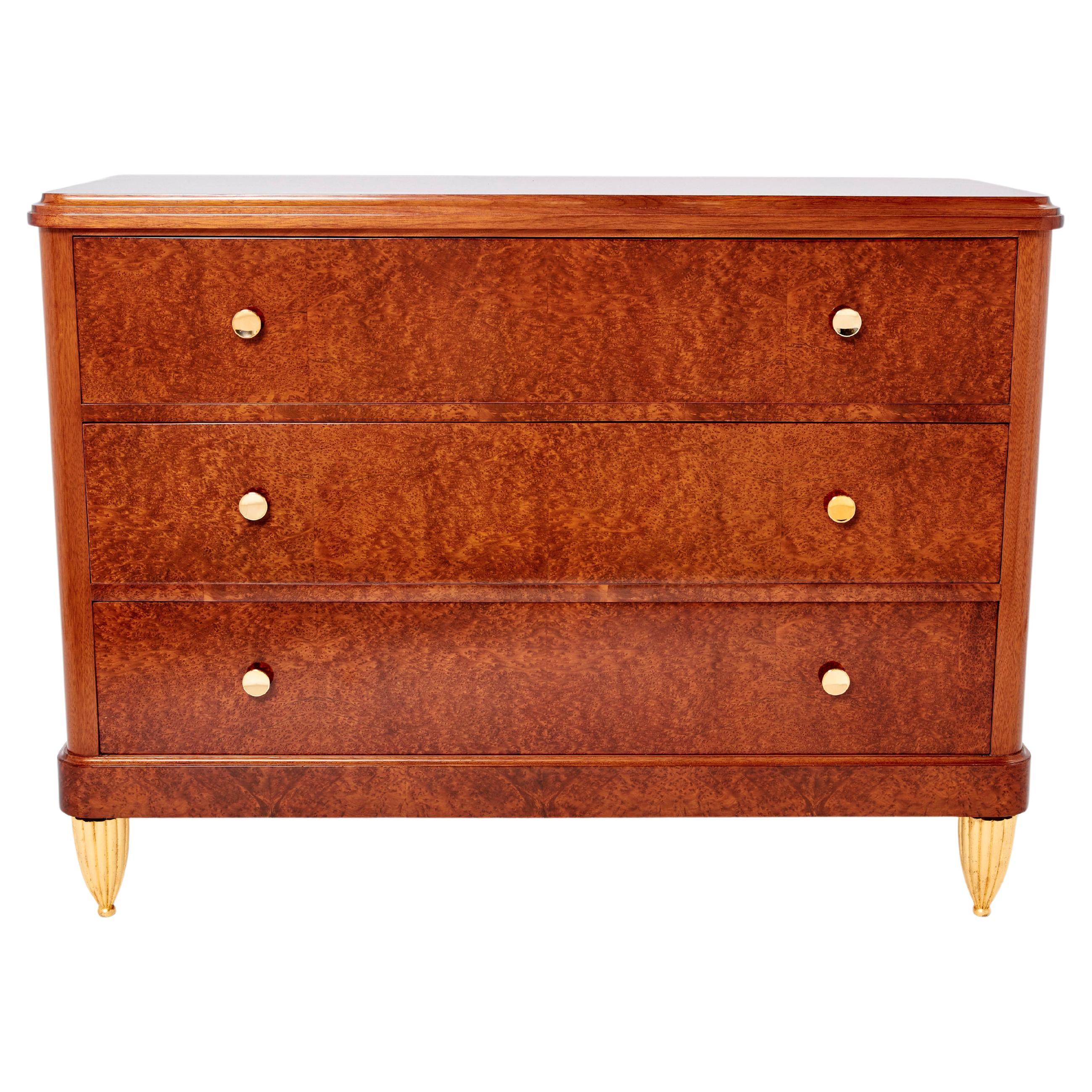 Art Deco Amboyna Burl Wood Commode Attr. Maurice Dufrène 1940s For Sale