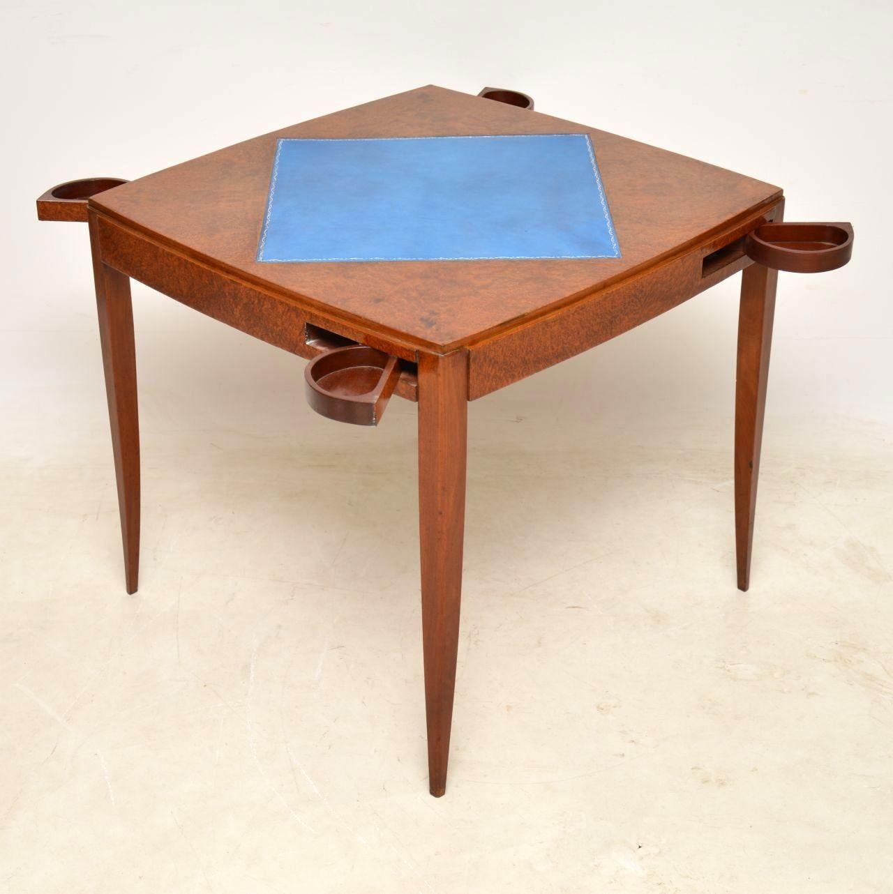 Art Deco Amboyna Card Table In Excellent Condition In London, GB