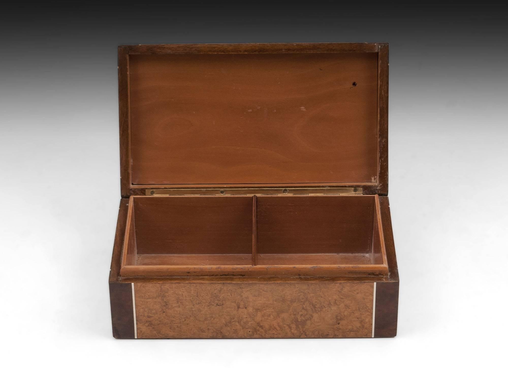 Bone Art Deco Amboyna Trinket Box, 20th Century