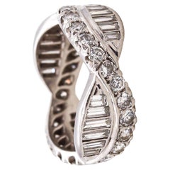 Art Deco American 1940 Gorgeous Platinum Eternity Ring 2.80 Cts Caliber Diamonds