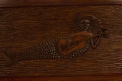Art Deco American Carved Walnut Mermaid Wall Plaque