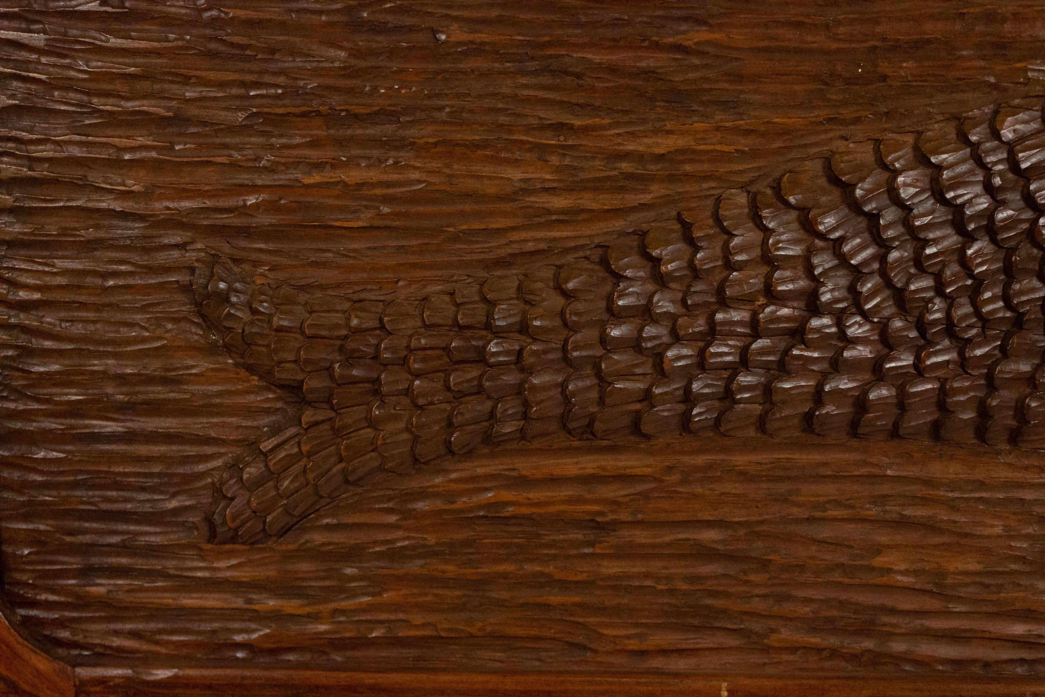 20th Century Art Deco American Carved Walnut Mermaid Wall Plaque For Sale
