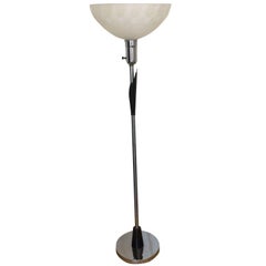 Art Deco American Floor Lamp Uplighter with Etched Shade