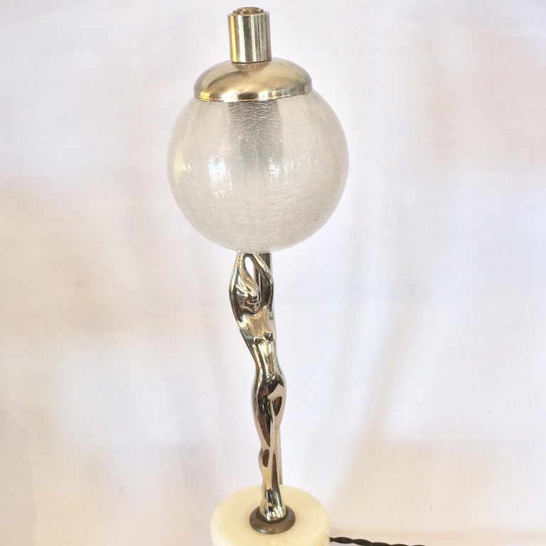 Art Deco American Frankart Nude Lamp on Marble Base For Sale 1