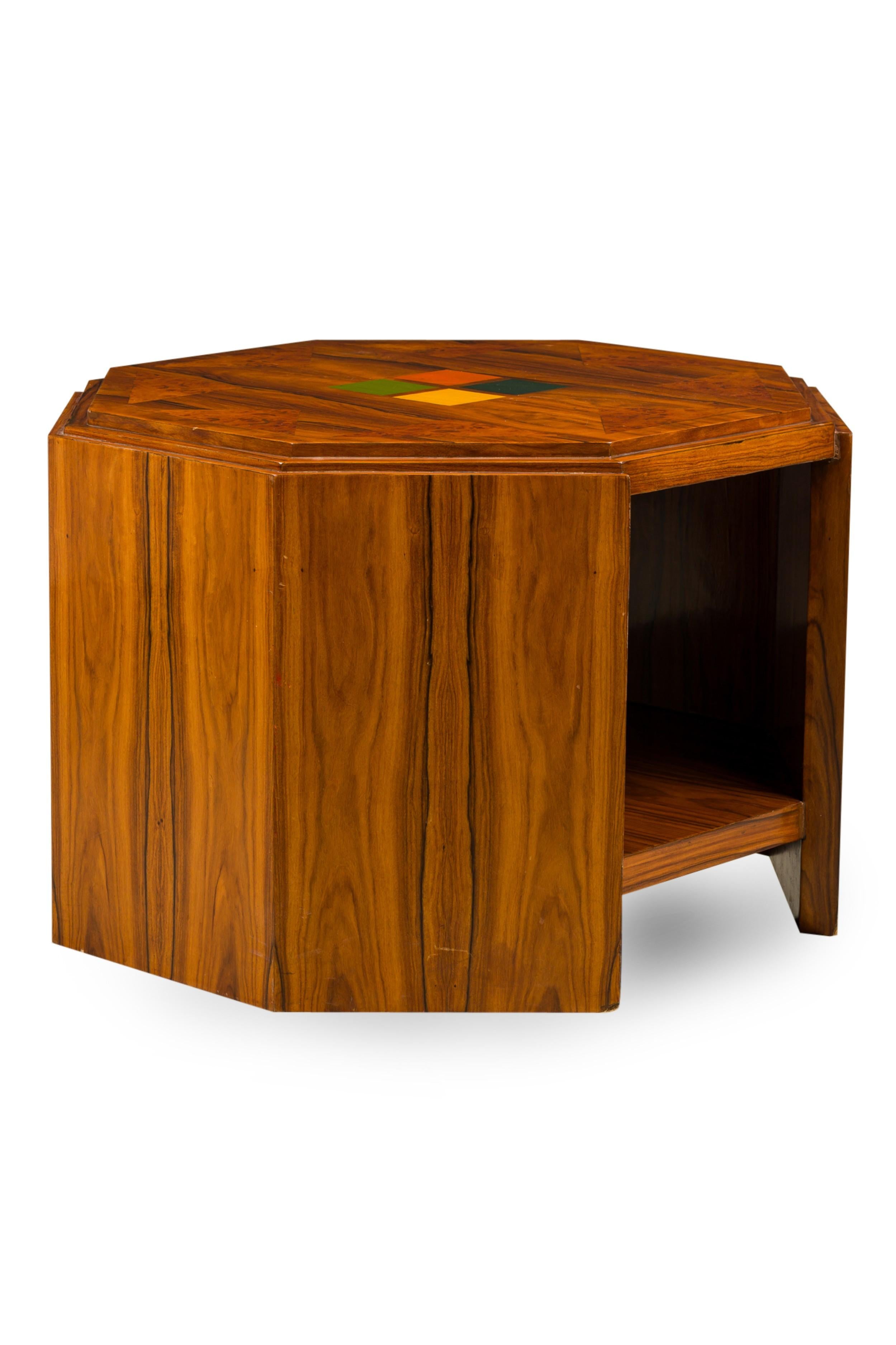 Inlay Art Deco American Hexagonal End / Side Table For Sale