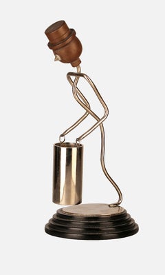 Art Déco American Metal Wire and Wood Bellboy/Bellhop/Stick Figure Match Holder