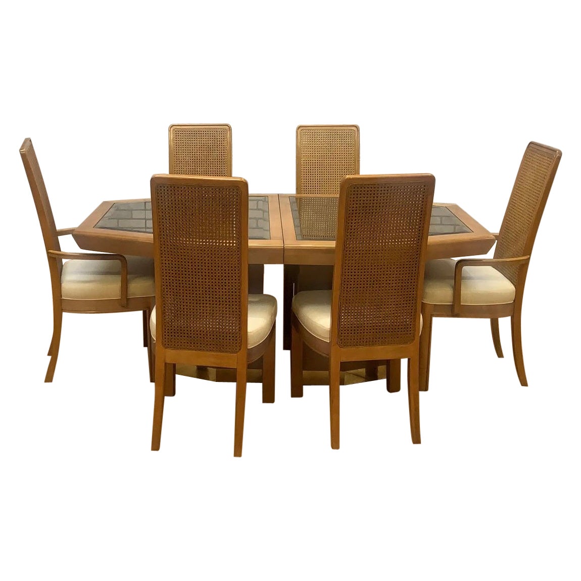 Ensemble de salle à manger Art Déco American of Martinsville en bois de ronce de 8 pièces