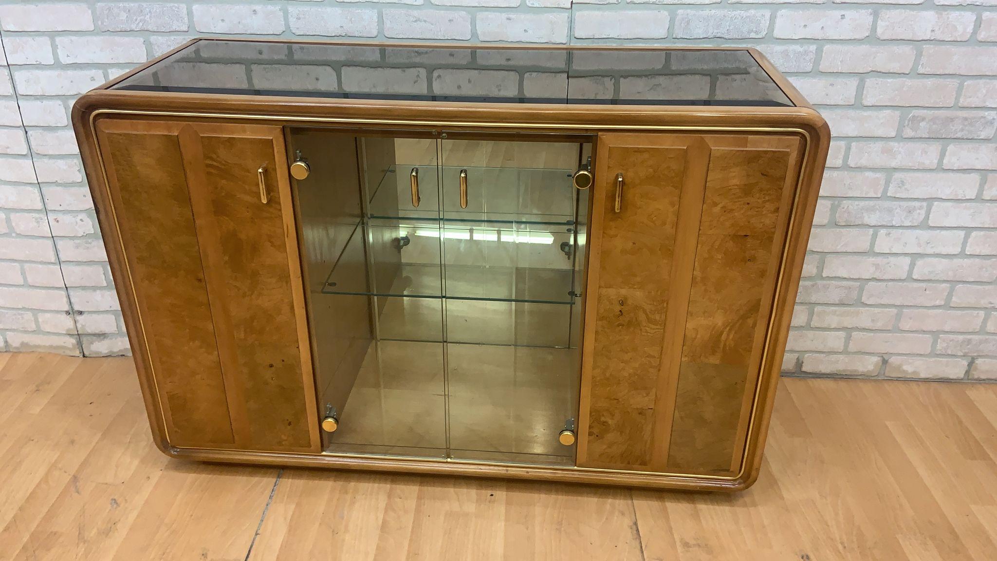 Art Deco American of Martinsville Burlwood Serving Cabinet In Good Condition In Chicago, IL