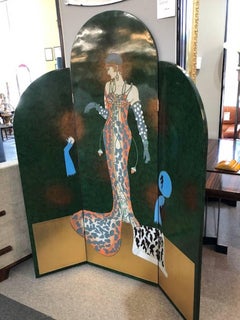 Art Deco American Hand Painted Screen