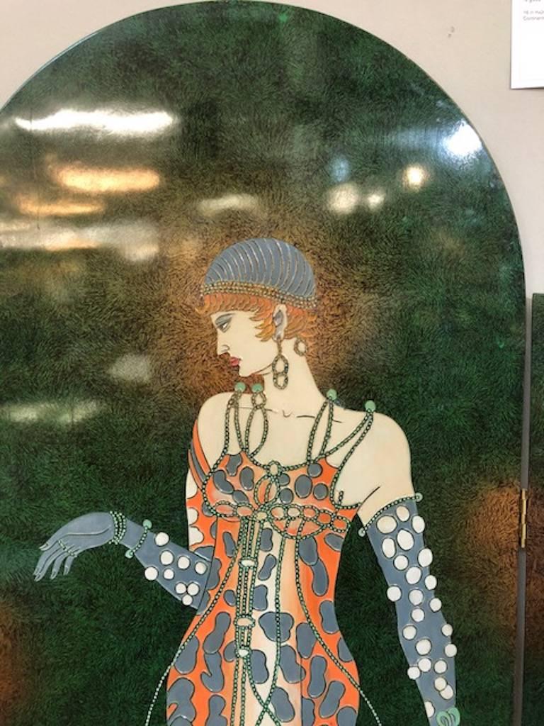 Art Deco American Hand Painted Screen In Good Condition In Houston, TX
