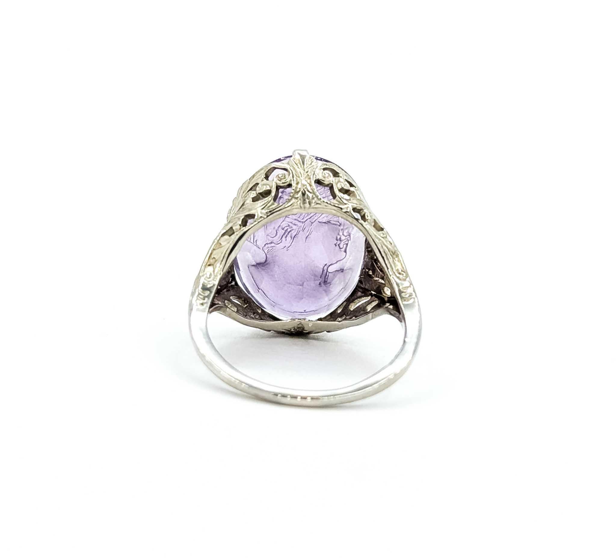 Bague Art déco en or blanc 14K avec améthyste en vente 5