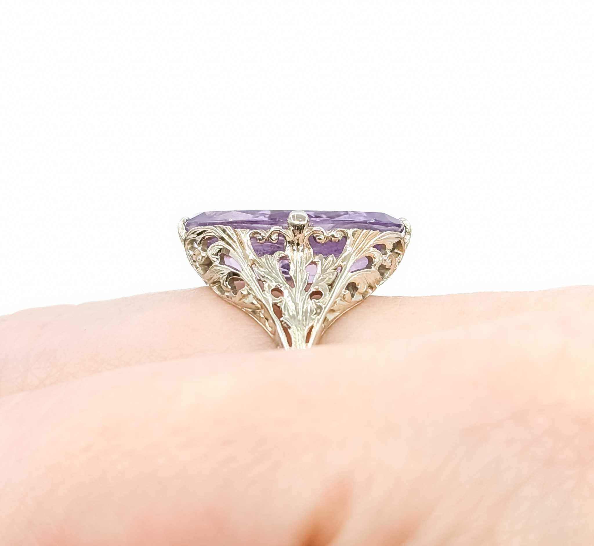 Bague Art déco en or blanc 14K avec améthyste Excellent état - En vente à Bloomington, MN