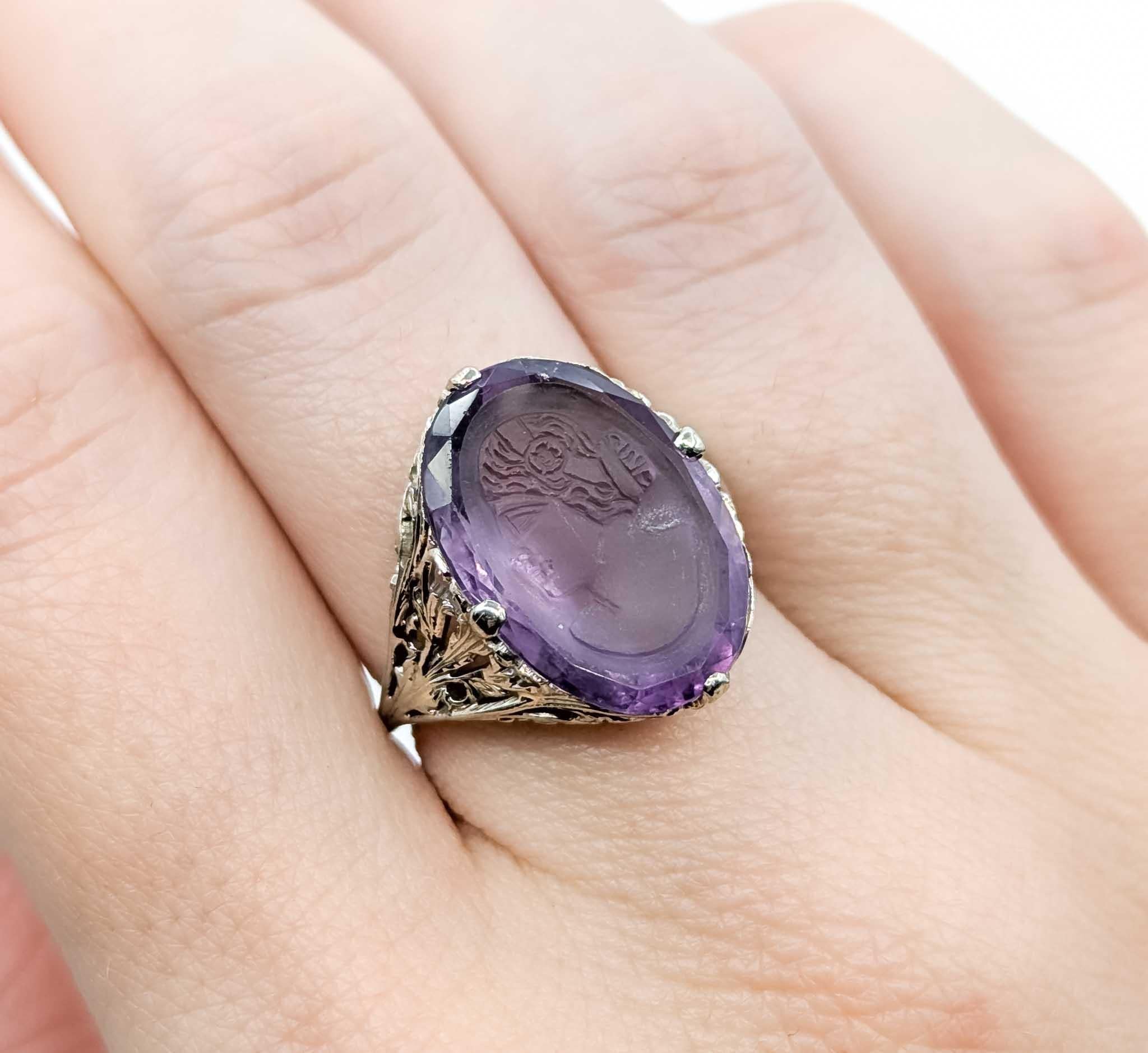 Bague Art déco en or blanc 14K avec améthyste Pour femmes en vente