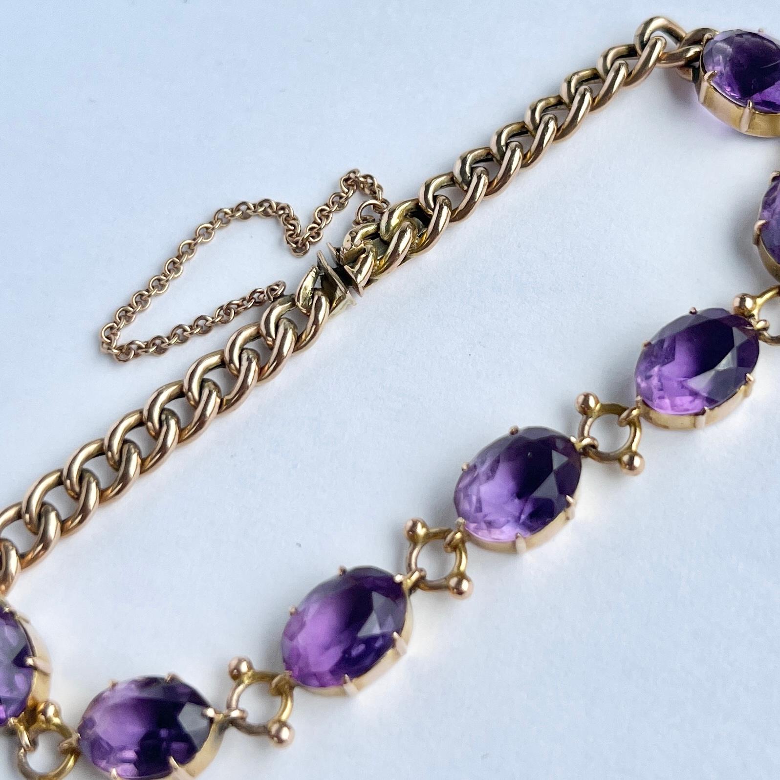 Bracelet Art déco en or 9 carats et améthyste Bon état - En vente à Chipping Campden, GB