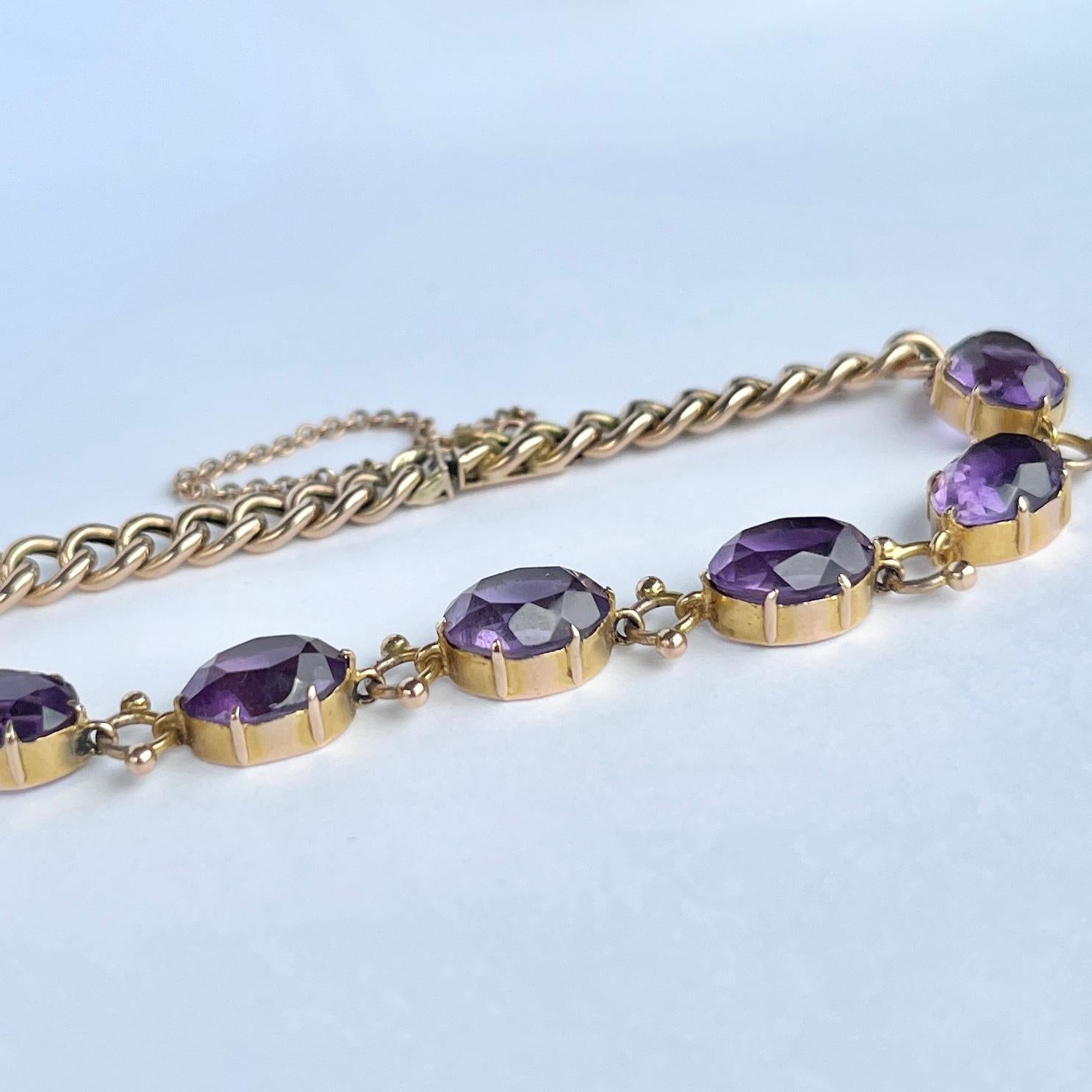 Bracelet Art déco en or 9 carats et améthyste Pour femmes en vente