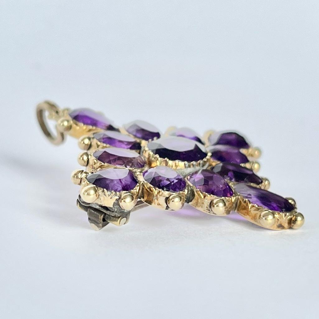 Art Deco Amethyst and 9 Carat Gold  Pendant or Brooch In Good Condition In Chipping Campden, GB