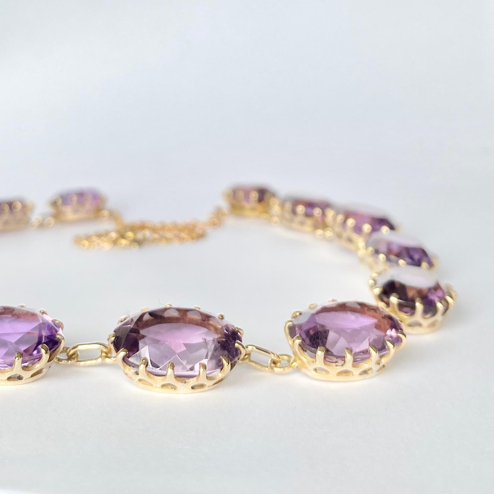 Art Deco Amethyst and 9 Carat Gold Riviere In Good Condition In Chipping Campden, GB