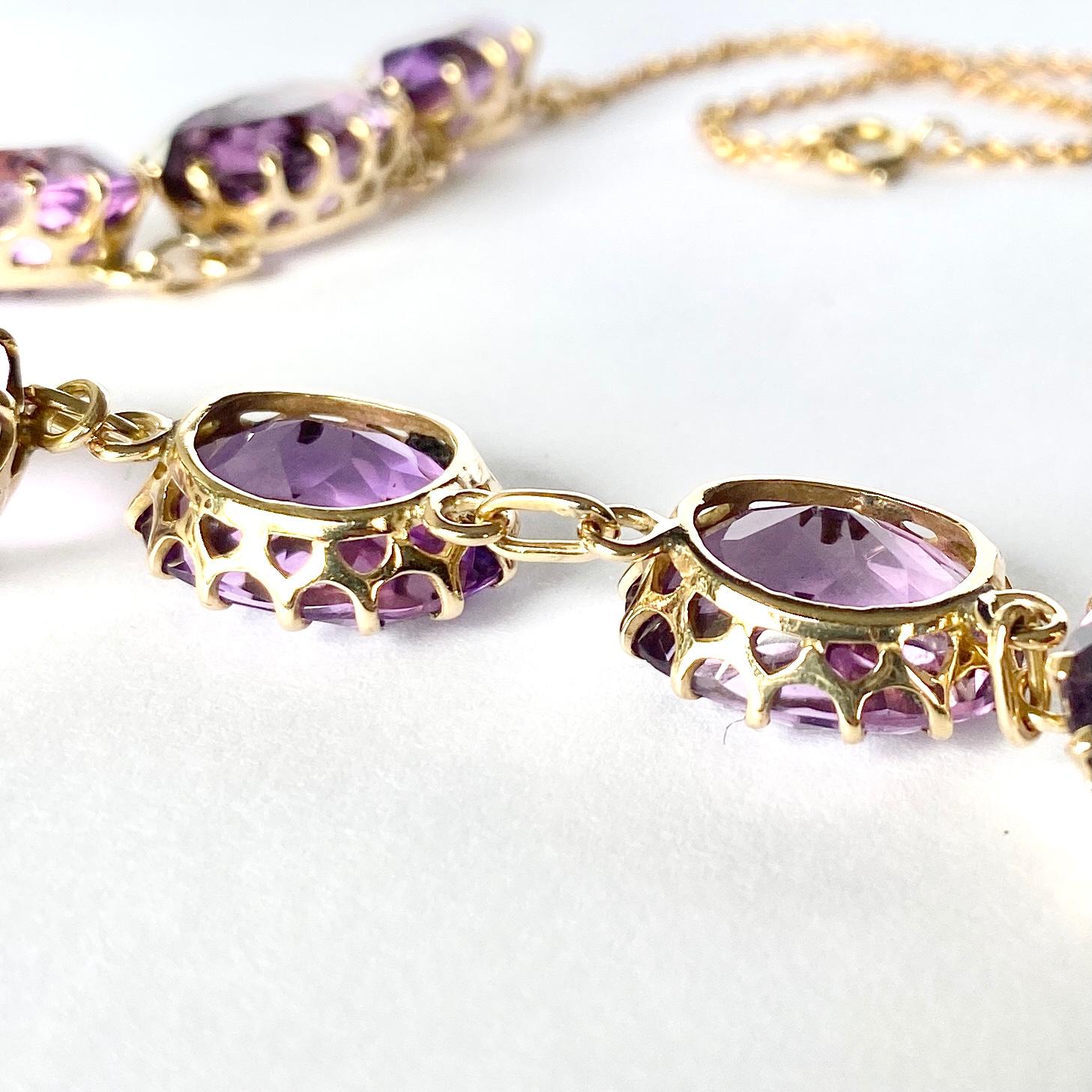 Details about   9ct Gold  Oval Shape Amethyst Necklace
