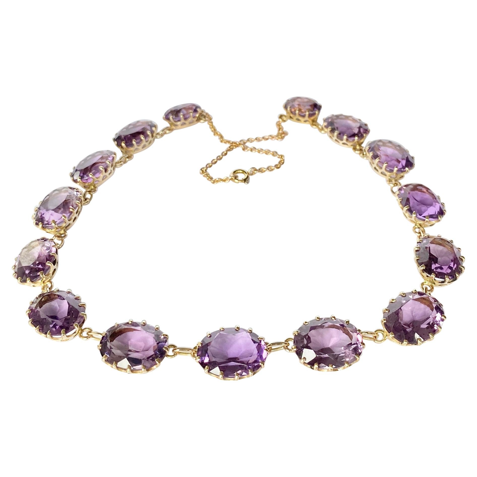 Art Deco Amethyst and 9 Carat Gold Riviere