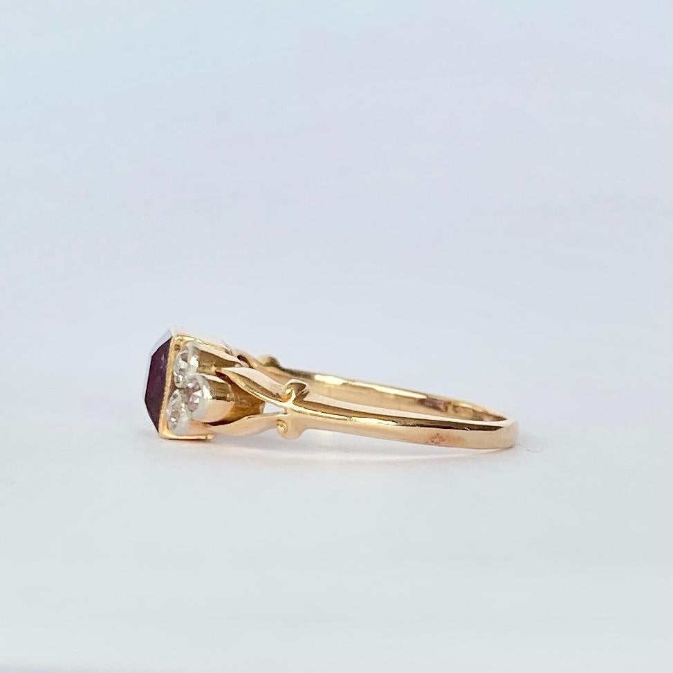 Art Deco Amethyst and Diamond 18 Carat Gold Ring 1