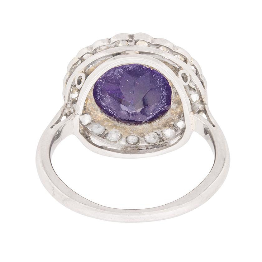 Art-Déco-Halo-Ring mit Amethyst und Diamanten, ca. 1920er Jahre im Zustand „Gut“ im Angebot in London, GB