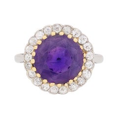 Art Deco Amethyst and Diamond Halo Ring, circa 1920s