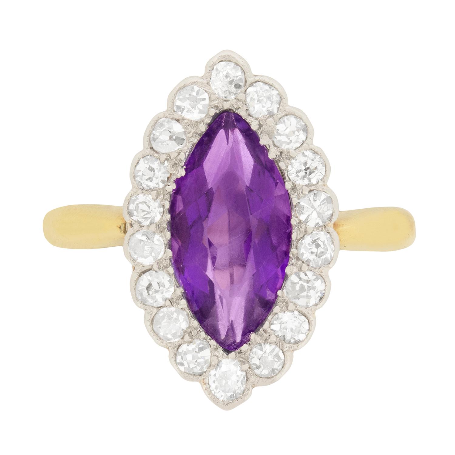 Art Deco Amethyst and Diamond Ring, circa 1920s For Sale
