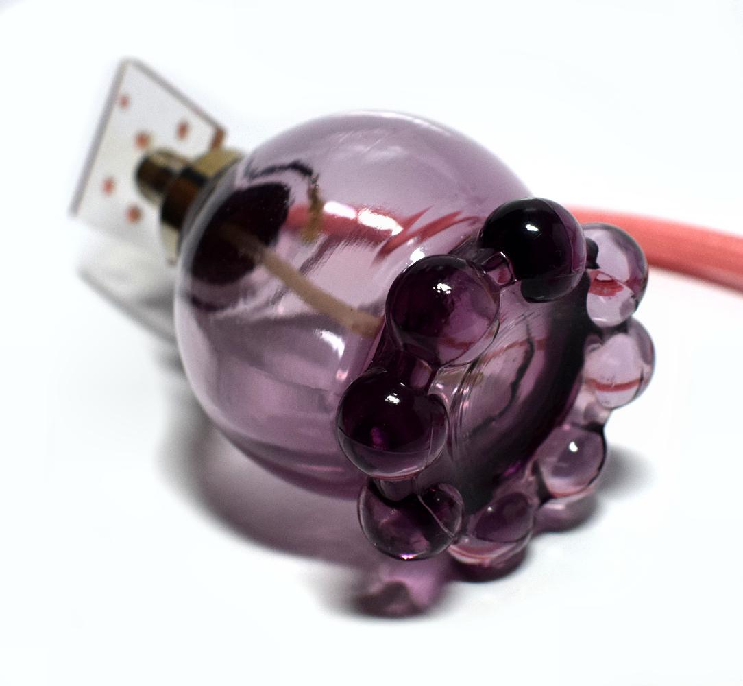 20th Century Art Deco Amethyst and Pink Glass Perfume Atomiser