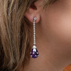 Art Deco Amethyst, Diamond and Platinum Earrings, circa 1930