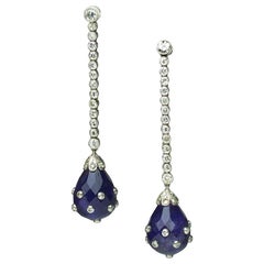 Art Deco Amethyst, Diamond and Platinum Earrings, circa 1930