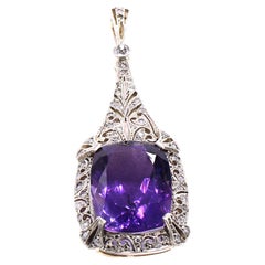 Art Deco Amethyst Diamond Pendant